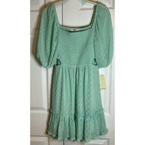 Live To Be Spoiled La Mamba Mint Green Short Sleeve Dress Cutouts Medium New